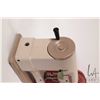 Image 8 : Elna Junior, Swiss made metals, child's portable sewing machine 7 1/2" X 8" , with metal carrying ca