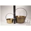 Image 2 : Two antique brass jelly pans including a 1 1/2 quart and a two gallon, both with steel handles