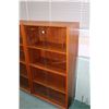Image 1 : Mid century modern teak book case with adjustable shelves and sliding glass doors, 50" H X 27" W X 1