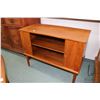 Image 2 : Mid century modern cabinet with two rolling doors and one shelf, 26" H X 34" W X 16" D