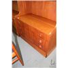 Image 2 : Mid century modern wall unit with three open shelves and three drawer base, 65" H X 35" W X 16" D