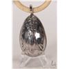 Image 2 : Vintage silver egg shaped baby rattle with repousse peacock, no marks seen