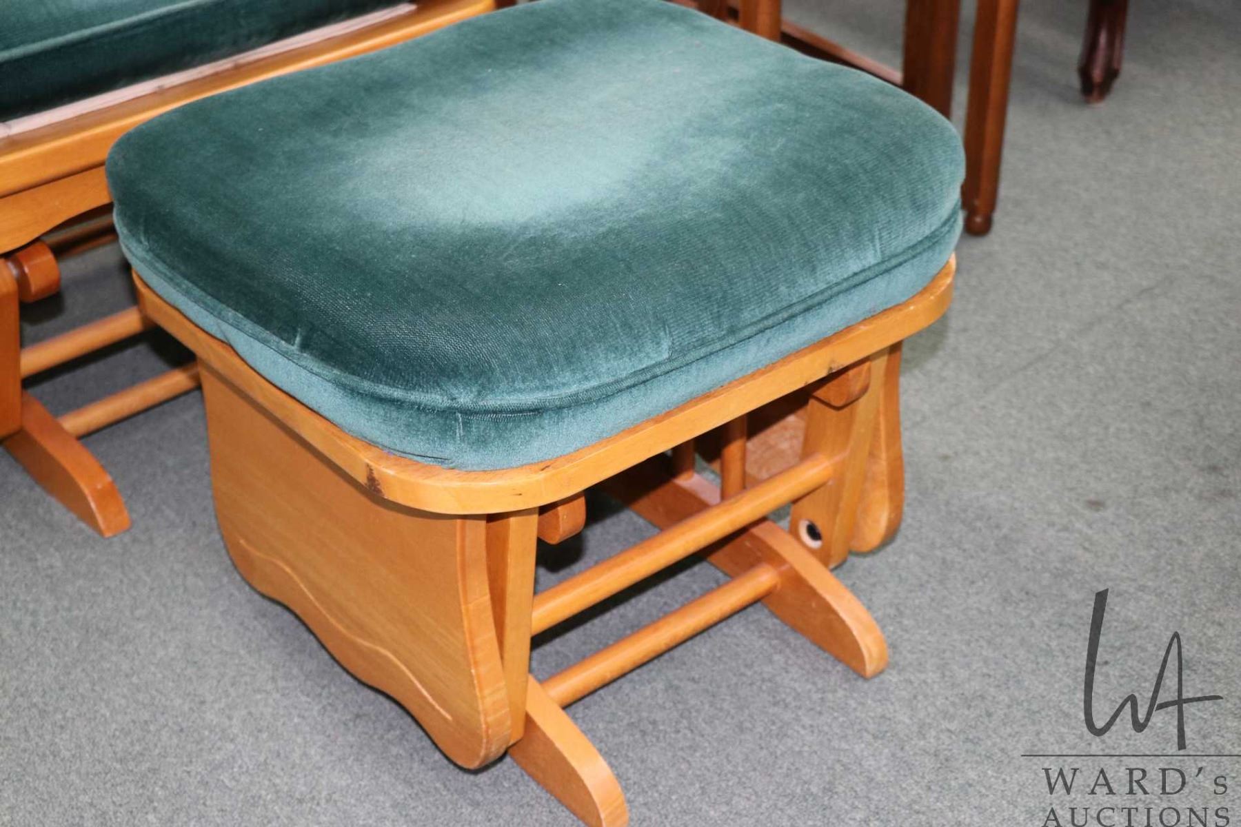 Semi contemporary oak framed glider rocker and matching ottoman - Ward ...