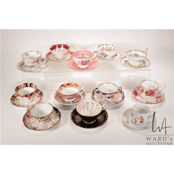 Twelve collectible china cups and saucers including Aynsley, Foley, Grafton, Royal Albert etc.