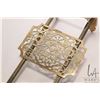 Image 3 : Antique brass hanging trivet with Masonic symbol on platform, 14" in length
