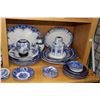 Image 2 : Shelf lot of vintage and antique Flo blue and blue and white transferware including chargers, saucer
