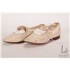 Image 8 : Pair of child's antique kid leather shoes with note of provenance dating them back to late 1800's an