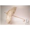 Image 1 : Antique parasol with ruffled cotton cover and bamboo handle 26" in length