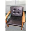 Image 2 : Pair of mid century modern teak open arm side chair with removable upholstered seat and back