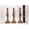 Image 2 : Three matching antique brass candlesticks The "Diamond Prince" each 12" in height