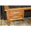 Image 2 : Antique slope top writing desk with four drawers and leather top 30" H X 52" W X 36" D