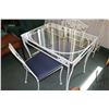 Image 2 : Vintage wrought iron and glass top patio table with two matching chairs, 29" H X 35" X 25" plus a wh
