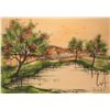 Image 1 : Jeanine Kostia Blancheteau limited edition print featuring a Tudor building and fruit trees, pencil 
