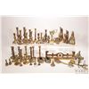 Image 1 : Large tray of brassware including candles sticks, candle snuffers, figures etc.