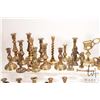 Image 3 : Large tray of brassware including candles sticks, candle snuffers, figures etc.