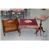 Image 1 : Selection of mid 20th century furniture including needlepoint upholstered stool, center pedestal win