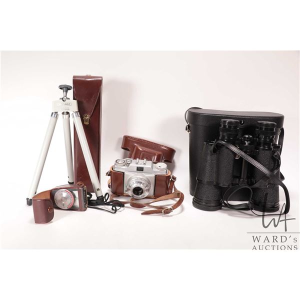 Pair of Carl Hoffer 7 X 50, Field 7.1 degree binocular No. 72222 with case, an Afga Color-Solinar Si