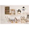 Image 2 : Tray lot of vintage brass dollshouse furniture plus a porcelain bath and toilet etc.