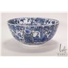 Image 1 : Antique nineteen century blue and white Chinese bowl with hand painted flowers, bird and court scene