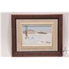 Image 2 : Allen Sapp, framed original acrylic on board painting of a horse drawn logger, 5" X 6 1/2"