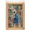 Image 2 : Artist initialled framed original watercolour of a Dutch woman pouring water, marked "Copy V" 17 1/2