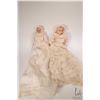 Image 1 : Two antique English wax dolls including 13" with blue glass eyes and original costume plus a 16" wit
