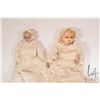 Image 2 : Two antique English wax dolls including 13" with blue glass eyes and original costume plus a 16" wit