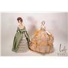 Image 1 : Two antique dolls including 15 1/2" with composition shoulder plate head on arms and dress made from