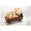 Image 1 : Three vintage bears including German crib toy bear, antique jointed bear and a bear with collar and 