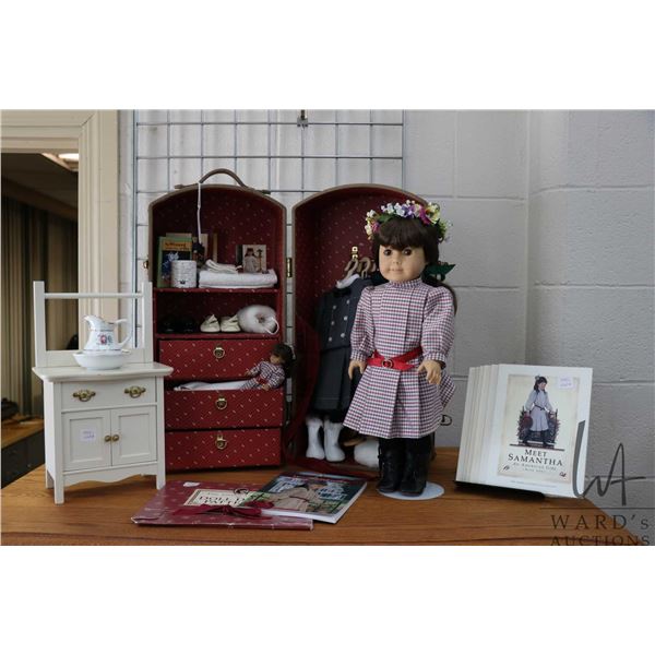 Vintage Pleasant Company American girl Samantha with Pleasant company trunk, dresses, accessories, a