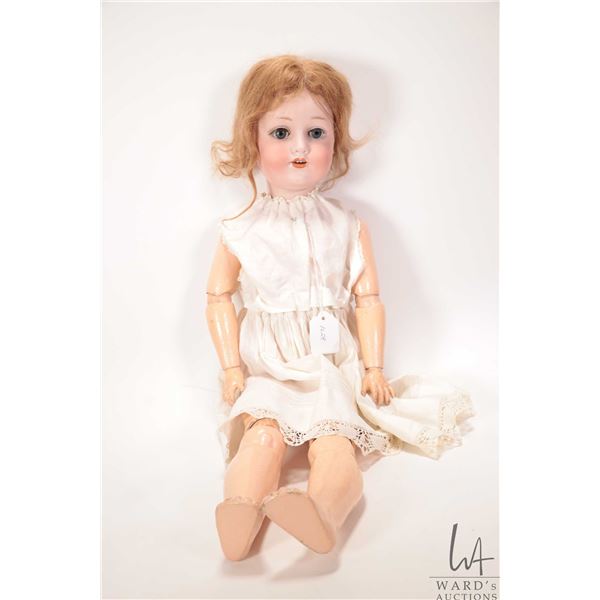 Antique C.M. Bergmann Waltershausen doll 1916.9. Bisque head with glass sleep eyes, open mouth and m