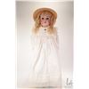 Image 1 : Antique 27" Kestner 154 bisque head doll with brown glass sleep eyes, bisque hands on leather body, 