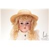 Image 2 : Antique 27" Kestner 154 bisque head doll with brown glass sleep eyes, bisque hands on leather body, 