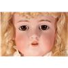 Image 3 : Antique 27" Kestner 154 bisque head doll with brown glass sleep eyes, bisque hands on leather body, 
