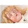 Image 9 : Antique 27" Kestner 154 bisque head doll with brown glass sleep eyes, bisque hands on leather body, 