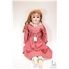 Image 1 : Antique 16" Kestner 166 bisque head doll with brown sleep eyes, open mount on leather body with bisq