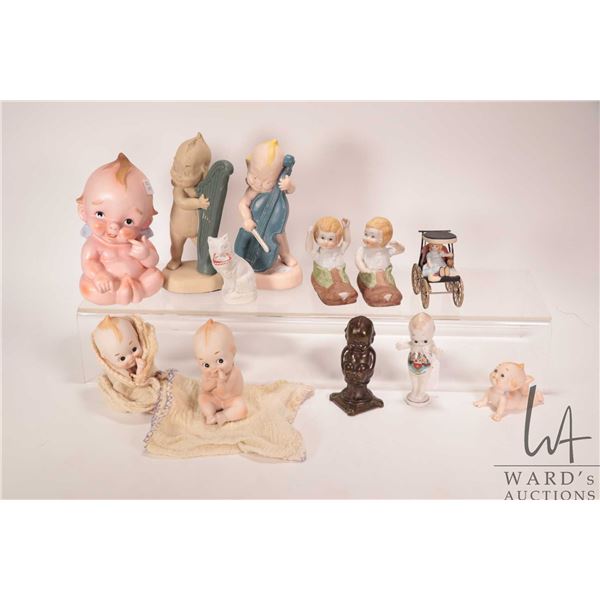 Tray lot of Kewpie and porcelain collectibles