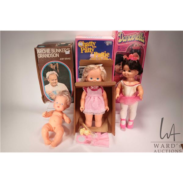 Three vintage dolls including Ideal Archie's Grandson Joey Stivic, Mattel Dancerella and Mattel's Ch