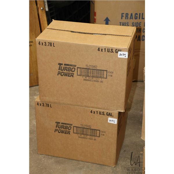 Two cases of Tubro Power all season washer fluid in four 3.78 ltr jugs
