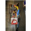 Image 1 : Selection of tool kits, pad lock, flash lights, Jumper cables, earphones, fifth wheel lock tool, wir