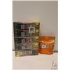 Image 1 : Five 200 count voxes of Bullseye filtered tubes and a pack of Bullseye peach tobacco