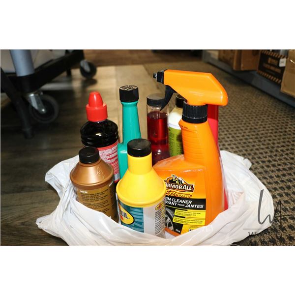 Selection of fluids including one 710ml Armorall rim clean, one 500ml Kleen Flo diesel Fuel conditio