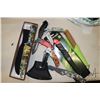 Image 1 : Selectio of eight knives including four folding, fillet knife, two hunting kninves and an axe