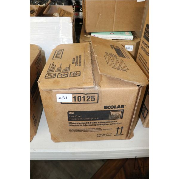 Two 7.6 L bags of Kay low foam power sink detergent II