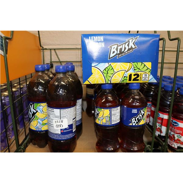 29 containers of Brisk Iced Tea including 12 355ml cans, 10 591ml bottles and 7 1L bottles