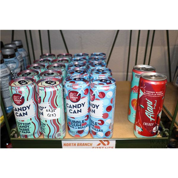 22 assorted beverages including 10 330ml cans of Candy Can Cotton Candy, 10 330ml cans of Candy Can 