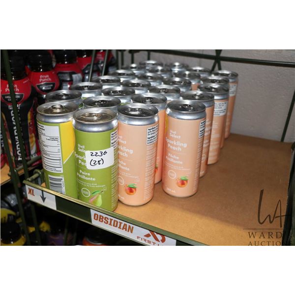 25 285ml cans of Shell Select including 11 sparkling peach and 14 sparkling pear