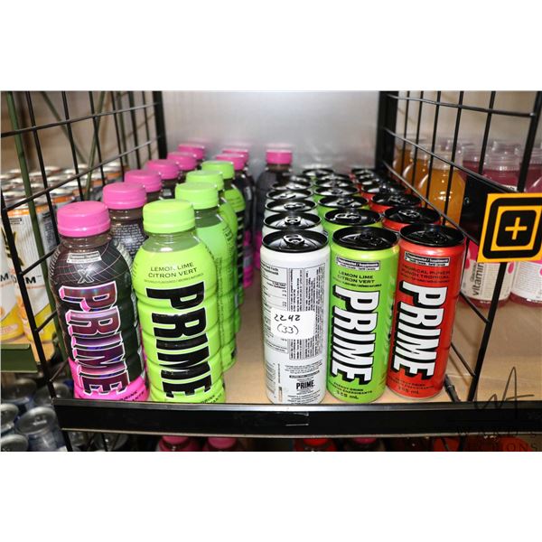 Selection of Prime energy drink including 9 500ml regular and 4 lemon lime. Plus 6 355ml cans of Pri