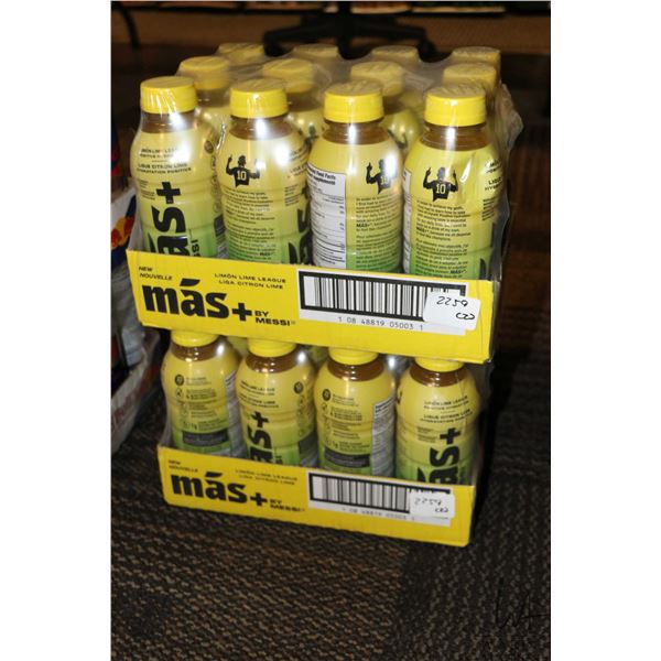 Two flats w/ 12 500ml bottles of Mas+ Lime Hydration Drink
