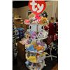 Image 1 : TY display rack of Beanie Babies plus a box of Beanie Babies